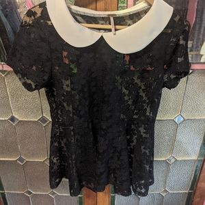 Goth Peter Pan Lace Peplum Top